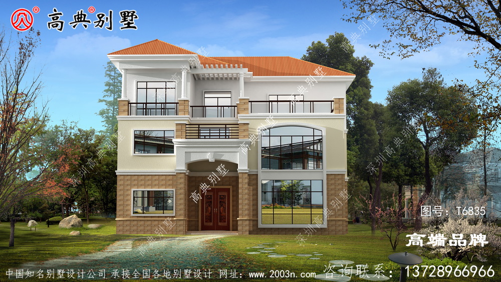 农村豪华自建三层欧式大面积户型住宅别墅